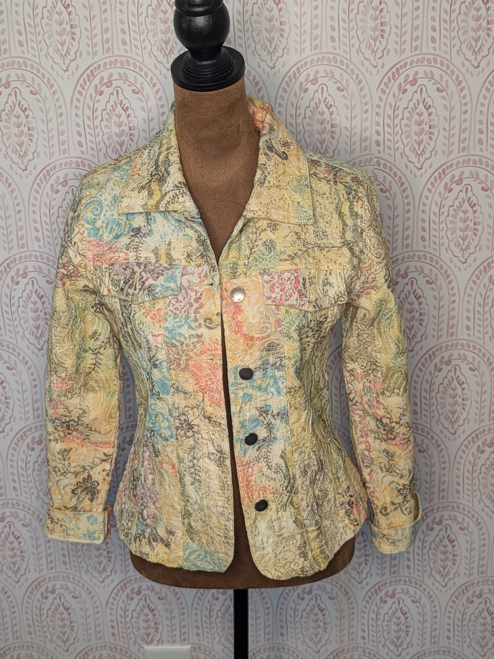 Pastel Multicolor Quilted Jean Jacket